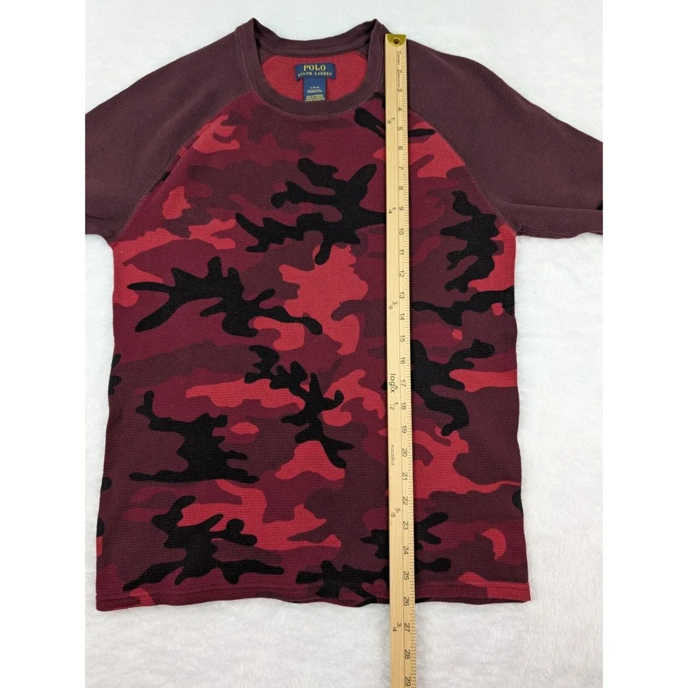 Polo Ralph Lauren Shirt‎ Men's L Slim Fit Red Camo Thermal Waffle Long Sleeve